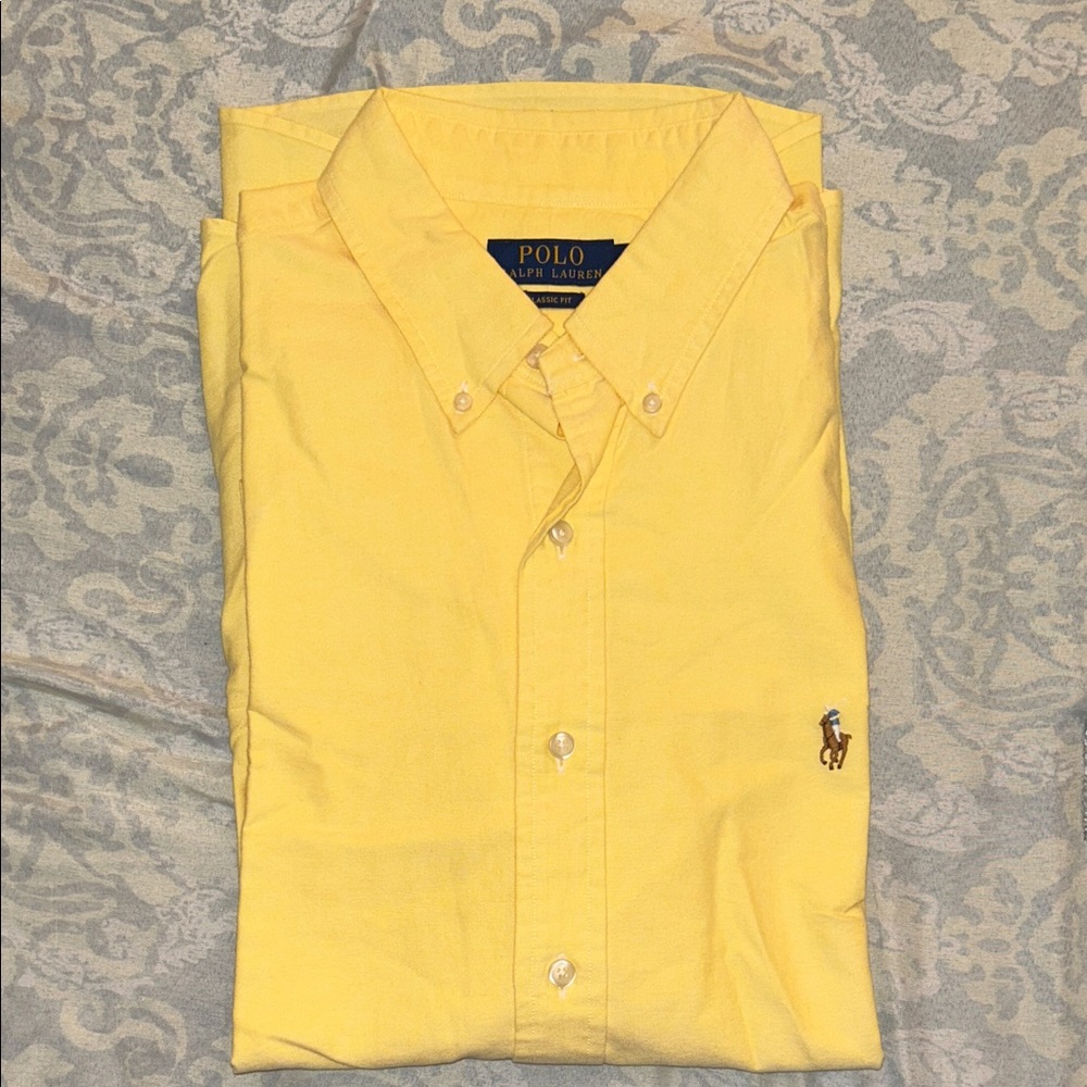 ❄️SOLD❄️Polo by Ralph Lauren Men's Bright Yellow Button Down Shirt Short Sleeve
